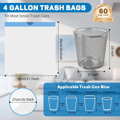 BODFPPC Bin Bags 10l, 60 Counts Tear 1