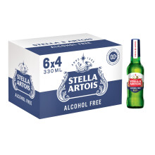Stella Artois 0% Alcohol Free Premium Lager Beer Bottle, 24 x 330 ml