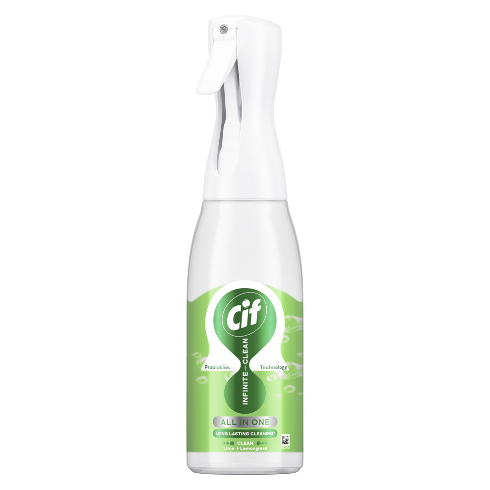 Cif Infinite Clean Lime & Lemongrass All In One Cleaner Spray With Probiotics Technology For A Long-Lasting Clean* 590 Ml