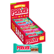 Perkier Variety Box, 18 High Fibre Bars, 6 Flavours, Vegan, Gluten Free, Protein, Lower Sugar, Office Snacks, High Fibre Snack, Natural