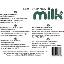 110x SemiSkimmed UHT Milk 10ml Individually Wrapped Sticks Portions Sa
