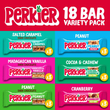 Perkier Variety Box 18 High Fibre Bars 6 Flavours Vegan Gluten Free Pr