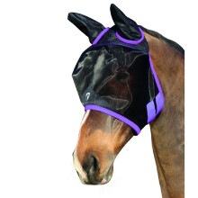 (XL, Black/Grape Royal) Hy BHB Equestrian Mesh Half Mask With Ears
