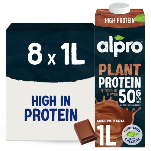 ALPRO Alpro Chocolate Soya Drink - High Protein - Plant - 1l (Pack 8)