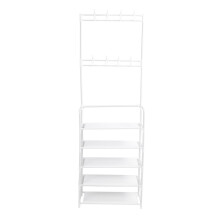 Mantel- und Schuhregal mit Haken 5-Tier 60x28x175cm Weiß