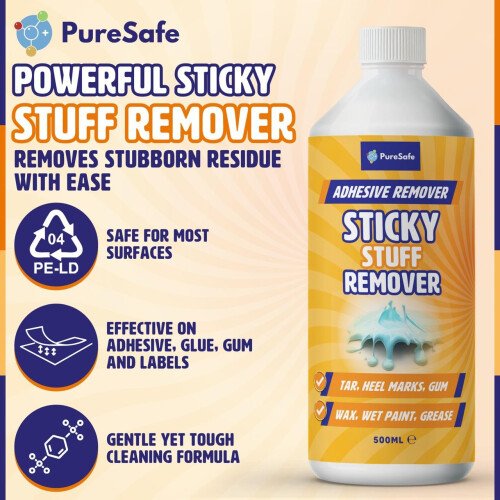 PureSafe 500ml Sticky Stuff Remover Extra Strength Powerful Adhesive, 1