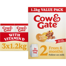 Cow & Gate 2 Follow On Baby Milk Powder Formula, 6-12 Months, 1.2K (Pack of 3)