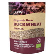 LOOV Organic Buckwheat Groats Gluten Free, 1kg, Raw, not Heat - GMO