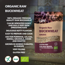 LOOV Organic Buckwheat Groats Gluten Free 1 kg Raw not HeatTreated All