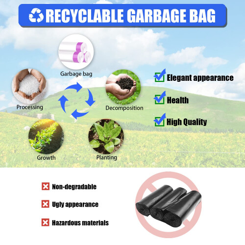 JVIKAA 10l Bin Liners - Biodegradable, Drawstring & Anti 1