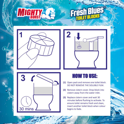 Airpure Mighty Burst Fresh Blues Toilet Block, 6 Pack, Cistern Blocks that 2