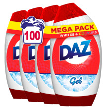 Daz Gel Laundry Detergent, 100 Washes, Stain Removal For Clothes