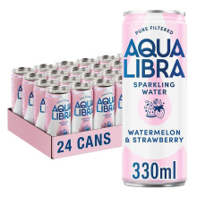 AQUA Libra Sparkling Water, Sugar Free Fruit Water, No Sugar, No Calories, Straw