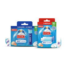 Duck Fresh Discs Toilet Cleaner Starter Kits, Fights Stains That Harbour Germs, Prevents Limescale Build Up, Marine, Starter Kit (1 Holder + 3 Refill