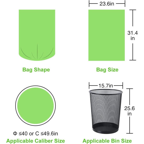 Biodegradable Bin Liners, 80 Counts 50 Litre/13Gallon Large Garbage 2