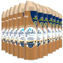 Glade Air Freshener, Aerosol Room Spray, Sandalwood & Jasmine, Pack of 12 (12 x