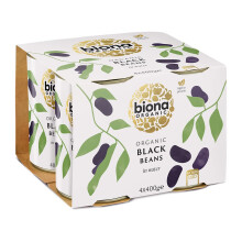Biona Organic Black Beans 400g, Pack of 4 - In Water, Pre-Cooked & Ready to Eat - No Added Sugar or Salt - Source of Vegan Protein and Fibre - BPA Fr