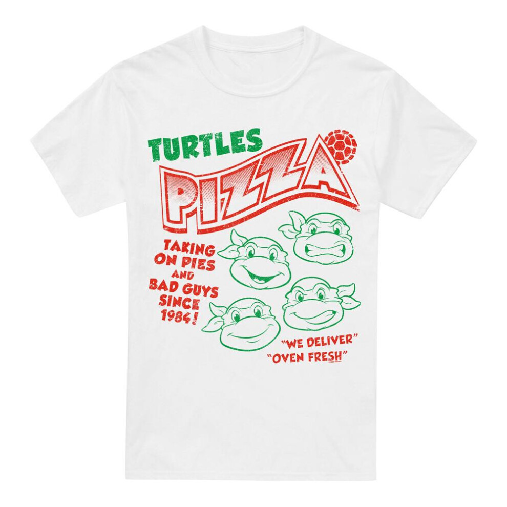 Teenage Mutant Ninja Turtles (Xxl, White) Mens Turtles Pizza T-Shirt