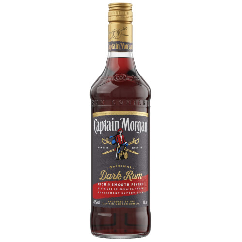 Captain Morgan Dark Rum | 40% vol | 1L | Rich Caramel & Vanilla Notes