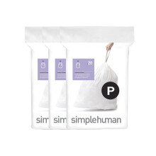 simplehuman CW0263 code P Custom Fit Bin Liner, White Plastic