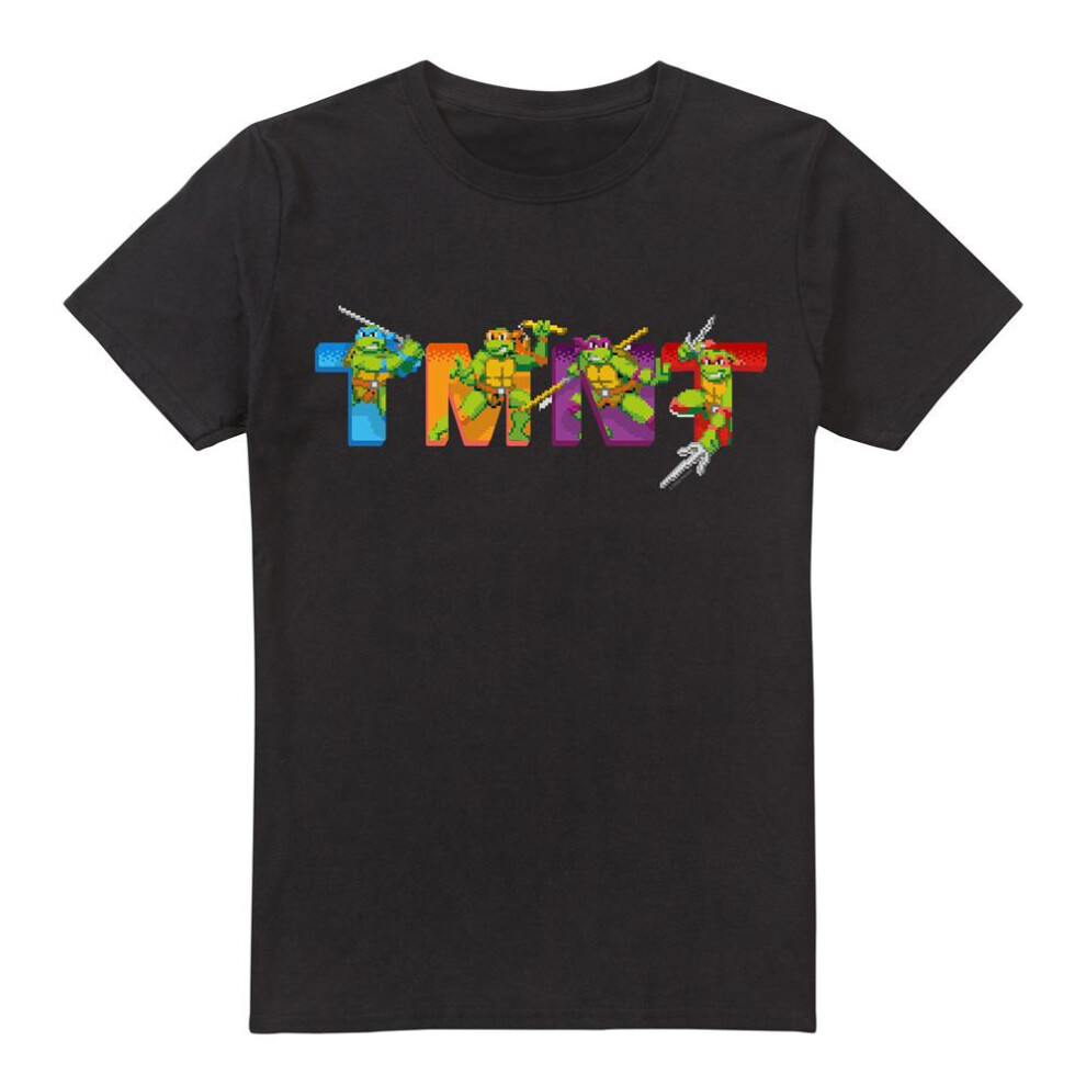 Teenage Mutant Ninja Turtles (S, ) Mens Arcade Main Screen T-Shirt Black
