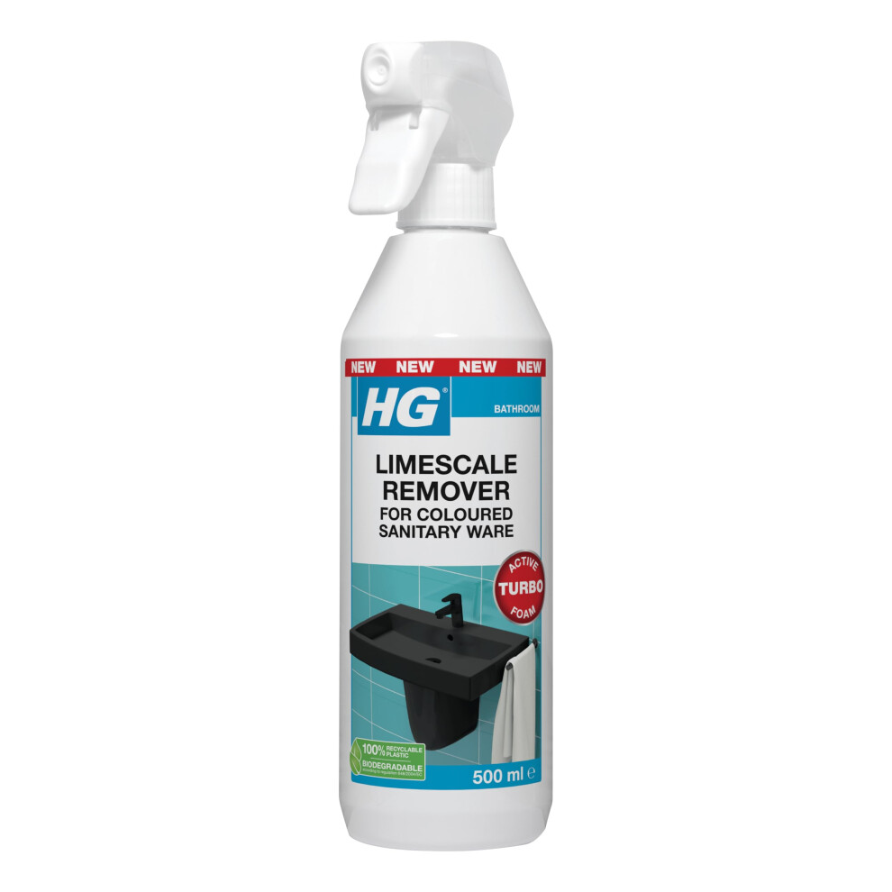Hg Limescale Remover, Colored Sanitary Ware, Powerful For Taps, Showers, Sinks 500 Ml Black
