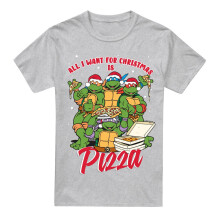 (M, Sport Heather) Teenage Mutant Ninja Turtles Mens Pizza Christmas T-Shirt