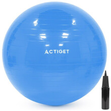 ACTIGET Ballon de fitness 55 cm pour exercices de Pilates et de yoga avec pompe, gymnastique, bleu