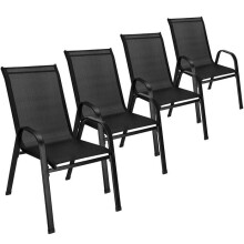 Terassituolit, 4 kpl, 92 cm, metallia, parvekkeelle, terassille, modernit, mustasta textilèenistä