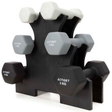 ACTIGET Haltères de fitness sur support, lot de 6 poids 1-3 kg pour la musculation à la maison
