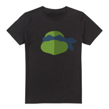 (L, Black) Teenage Mutant Ninja Turtles Mens Leonardo Face T-Shirt