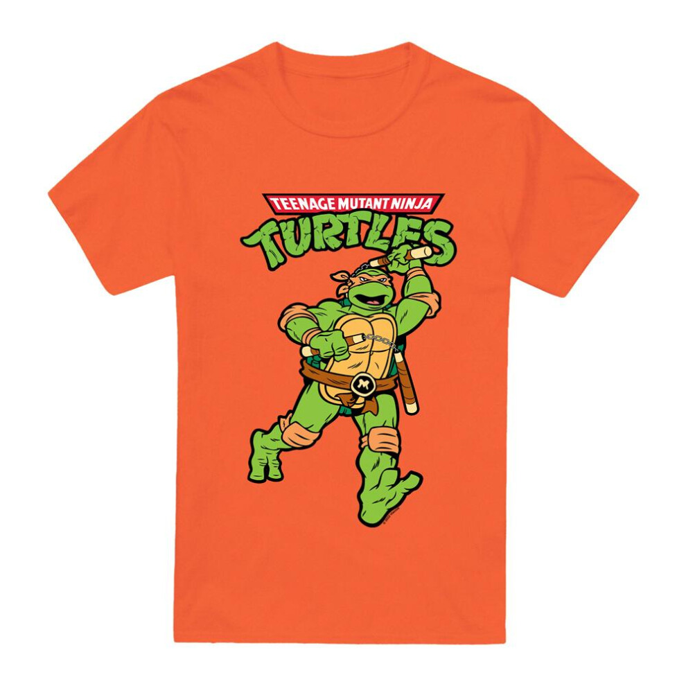 Teenage Mutant Ninja Turtles (4Xl, Orange) Mens Michelangelo Retro T-Shirt