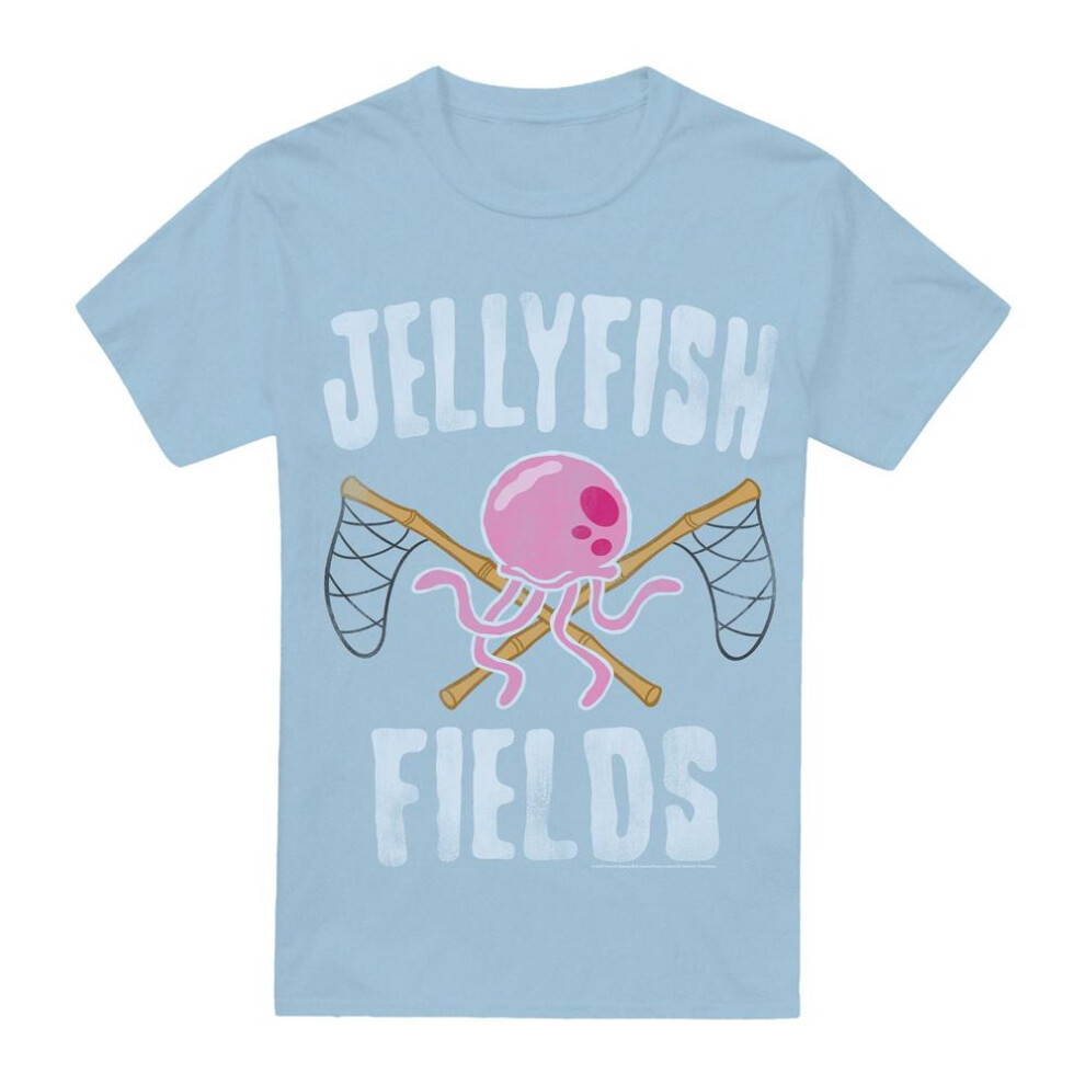 Spongebob Squarepants (Xxl, Light ) Mens Jellyfish Fields T-Shirt Blue