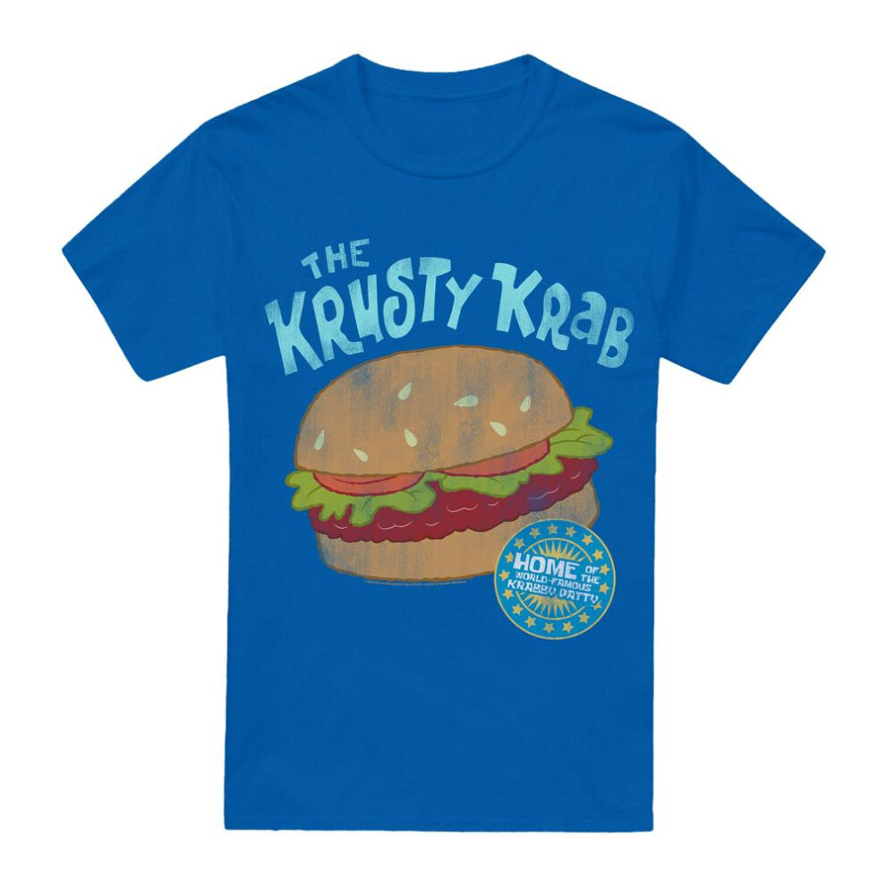 Spongebob Squarepants (Xl, Royal ) Mens Krusty Krab T-Shirt Blue