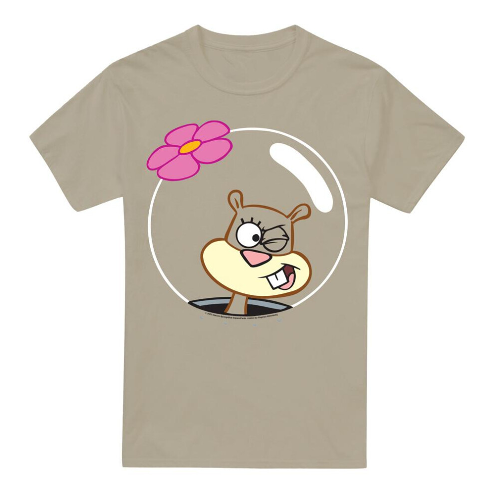 Spongebob Squarepants (L, Sand) Mens Wink Sandy Cheeks Face T-Shirt