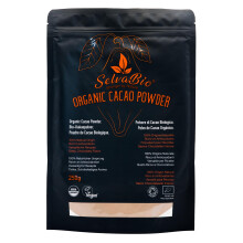 SelvaBio Organic Cacao Powder, Raw & Non-Alkalised, Single Origin Peru, Unsweetened, Low Cadmium, Vegan, Gluten Free, for Smoothies
