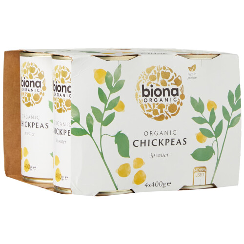 Biona Organic Chick Peas, 4 x 400 g