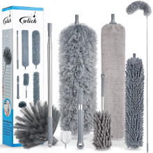 8 PCS Microfiber Feather Duster, Extendable Washable Cobweb Duster with 100 inches Long Telescopic Duster for Cleaning Ceiling Fan,Blinds