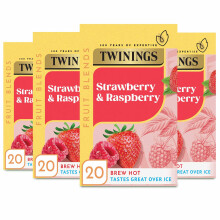 Twinings Strawberry and Raspberry Fruit Infusion Flavoured Tea - 80 Biodegradable Bags (Multipack of 4 x 20)|Caffeine and Sugar Free Herbal Vegan Tea
