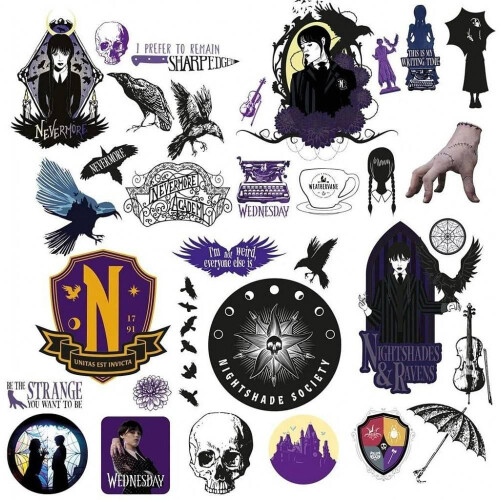 Wednesday Nightshade Tech Stickers Set (Pack of 33) 1