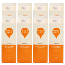 Benefit Drinks Pure Carrot, Orange & Turmeric Juice with Vitamin A, C and E - 8 x 1L Pack - Healthy Drinks Superfood
