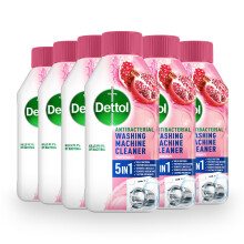 Dettol Pomegranate Washing Machine Cleaner, Antibacterial Liquid, Eliminates Bacteria, Odour, Limescale, Dirt, Pack of 6 x 250 ml,