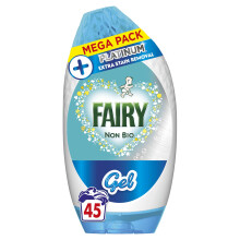 Fairy Non Bio Platinum Laundry Detergent Gel, 45 Washes 1.485 L, Extra Stain Rem