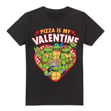 (4XL, Black) Teenage Mutant Ninja Turtles Mens Pizza Is My Valentine T-Shirt
