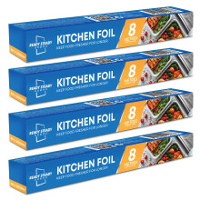 4 Pack Tin Foil Roll | 32M Total Aluminium Kitchen Everyday Foil 8M x 30cm | Alu