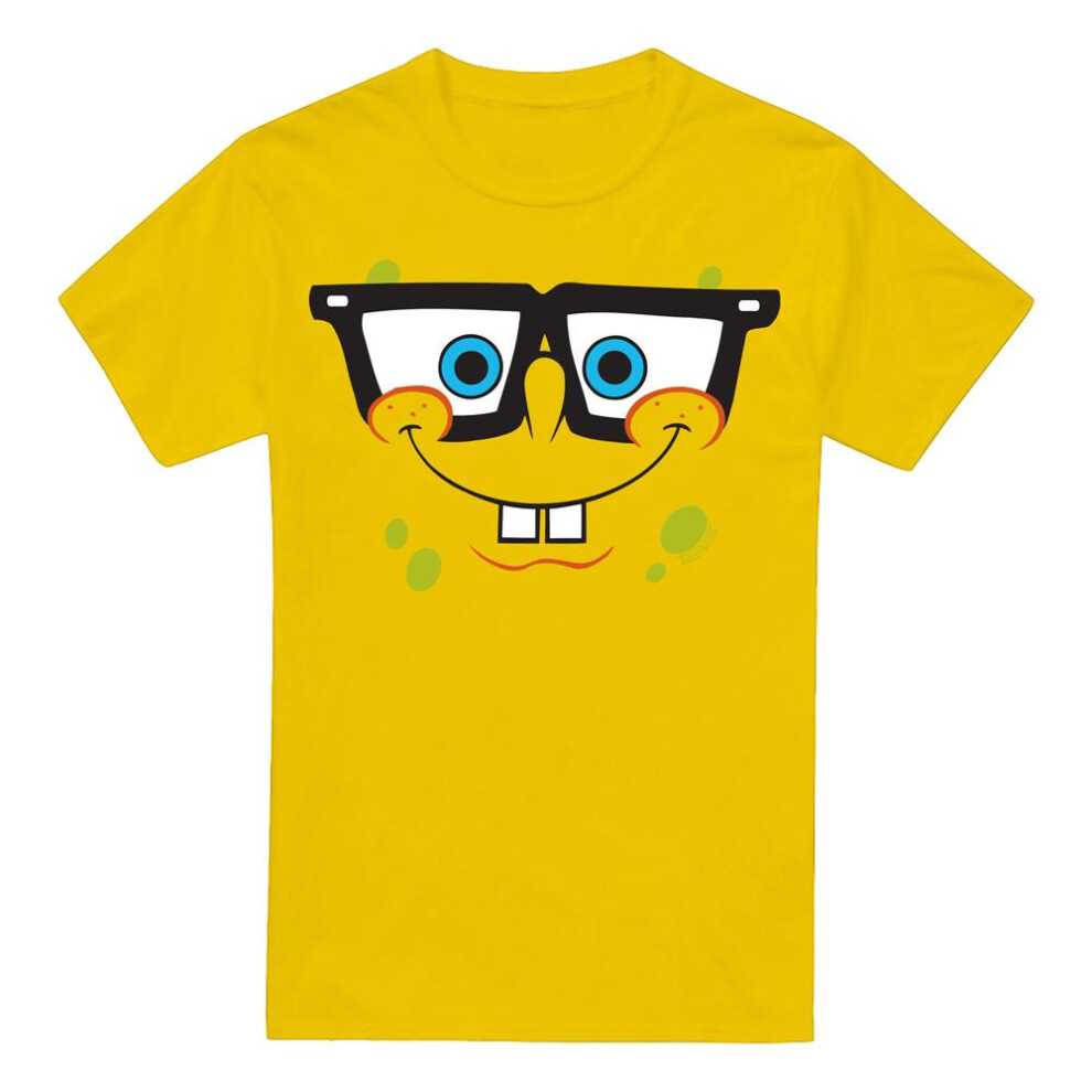 Spongebob Squarepants (4Xl, Yellow) Mens Nerd Face T-Shirt