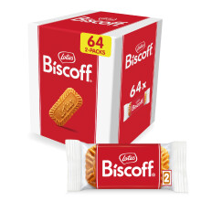 Lotus Biscoff, Caramelised Biscuit, 64 Indivually Wrapped 2 Packs, 128 Biscuits