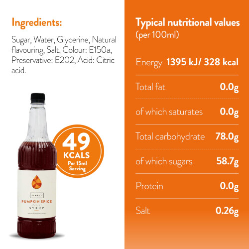 SIMPLY Pumpkin Spice Syrup (1 Litre) 1
