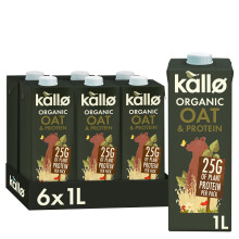 Kallo Organic Oat Drink + Protein, Made with Only 3 Ingredients 6 x 1 Litre
