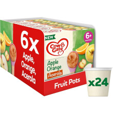 Cow & Gate Baby Food - Apple Orange & Acerola - Baby, Toddler and Kids Snacks - Fruit Pot Multipack - 6+ Months - 4x100g (24 Pots)